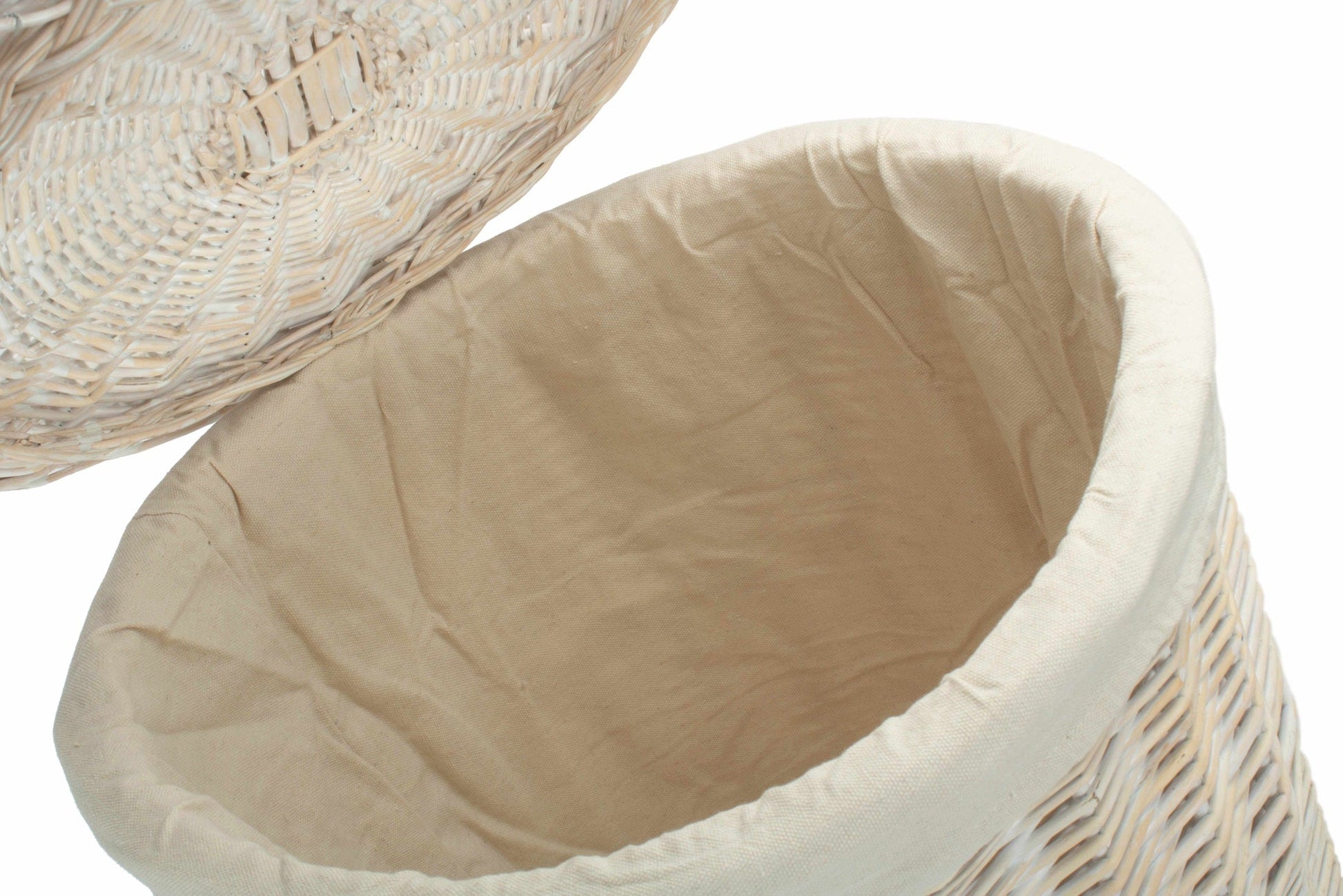 White Wash Willow Round Laundry Hamper with White Lining - Large - REGN