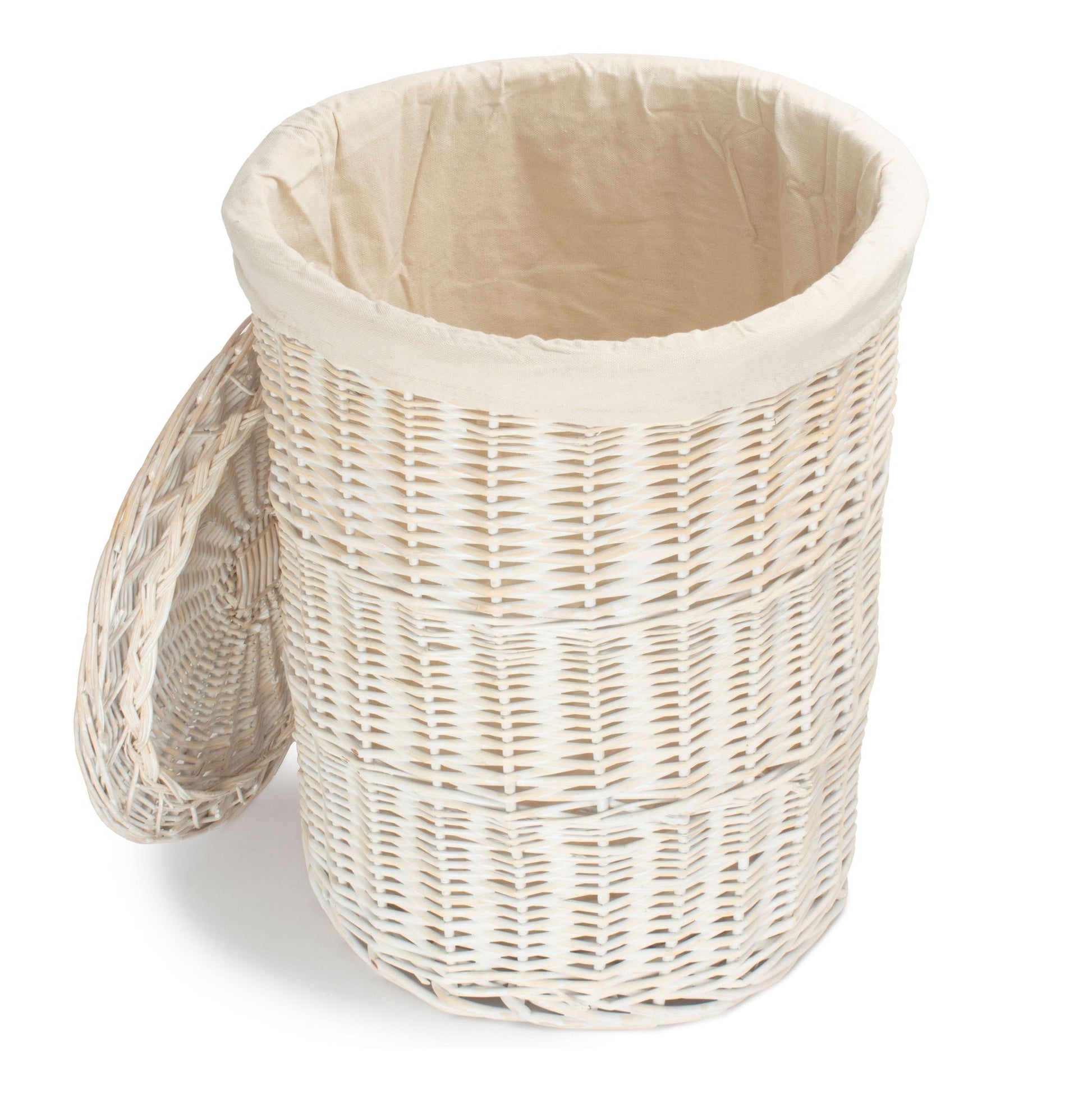 White Wash Willow Round Laundry Hamper with White Lining - Large - REGN