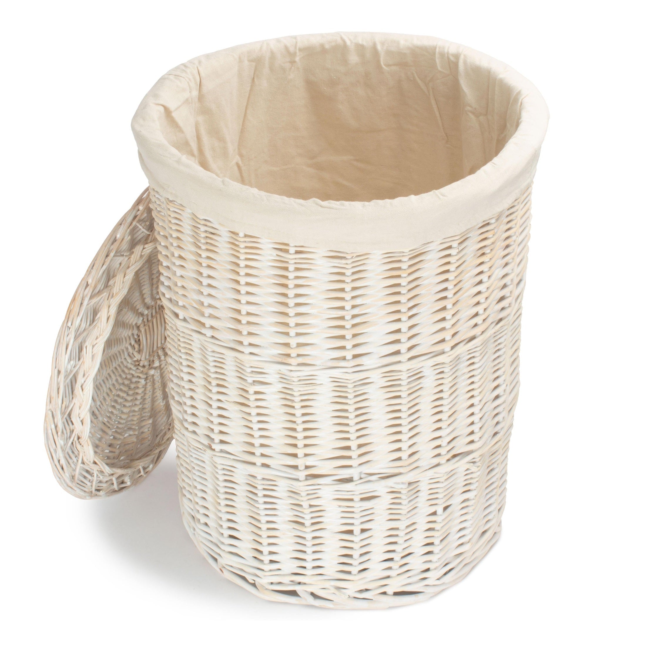 White Wash Willow Round Laundry Hamper with White Lining - Large - REGN