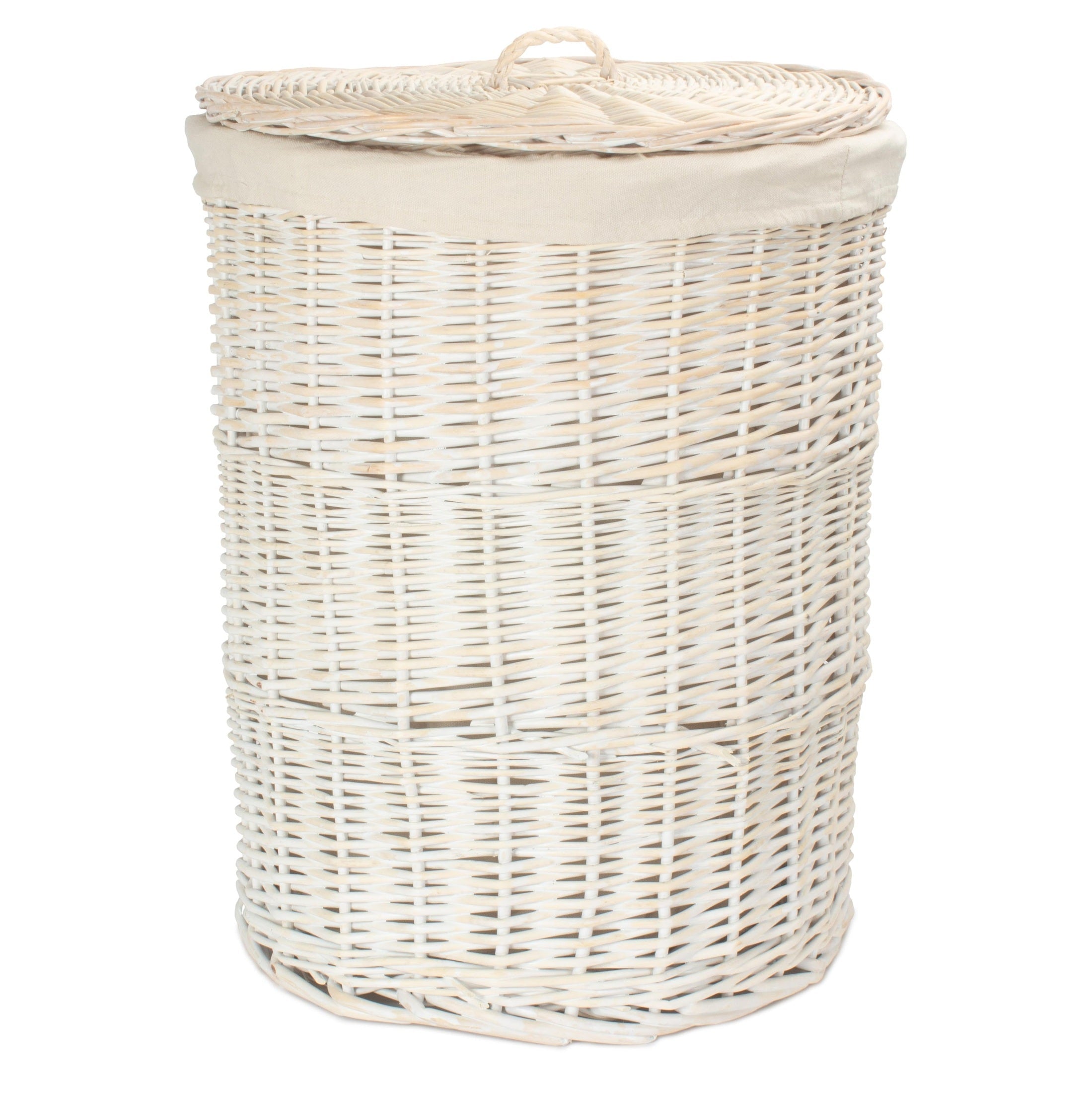 White Wash Willow Round Laundry Hamper with White Lining - Large - REGN