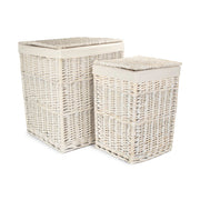 White Wash Willow Square Laundry Hamper with White Lining Set 2 - REGN