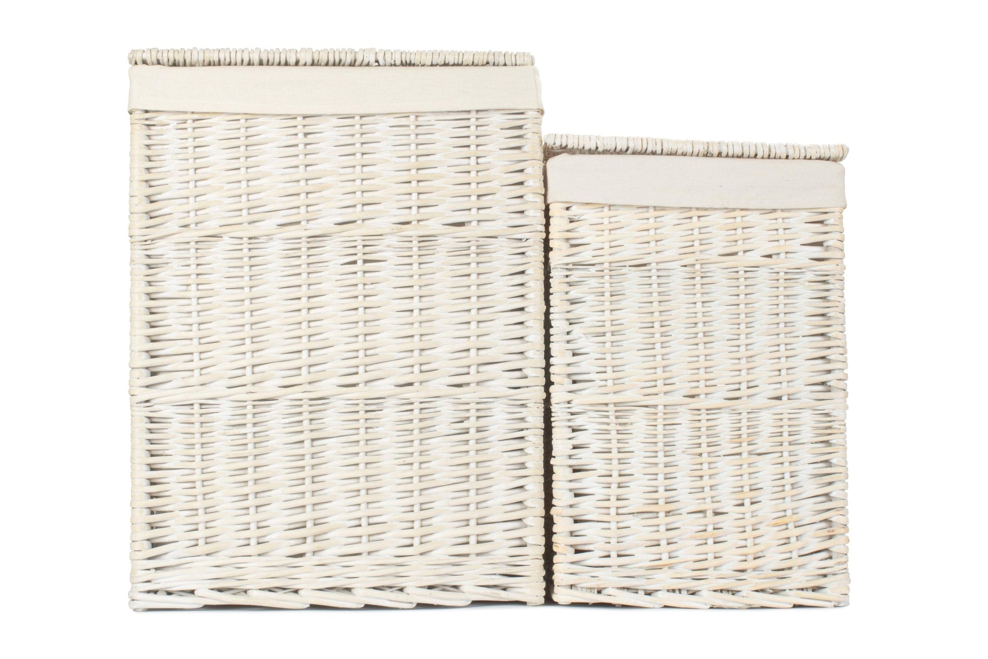 White Wash Willow Square Laundry Hamper with White Lining Set 2 - REGN