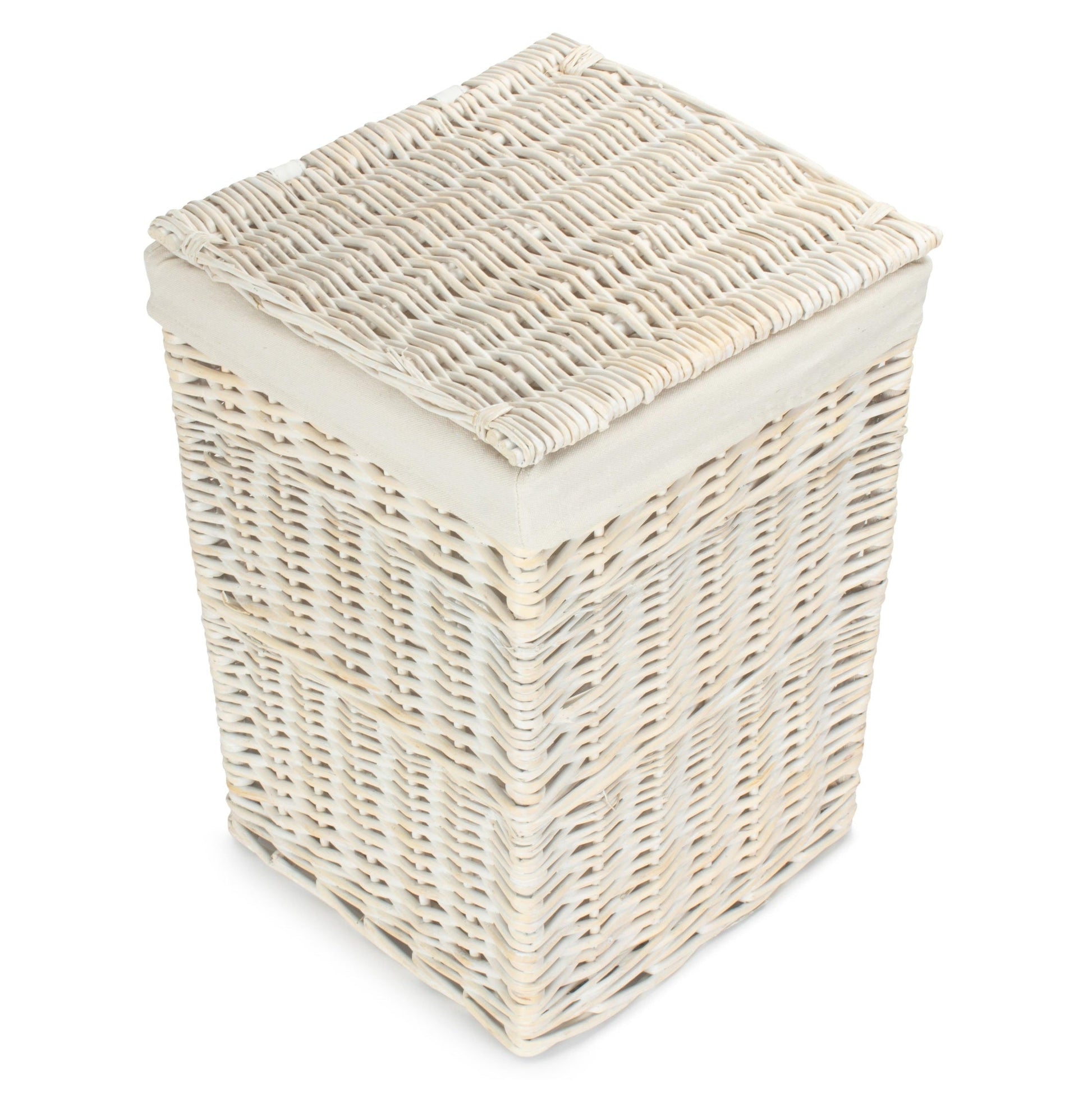 White Wash Willow Square Laundry Hamper with White Lining - Small - REGN