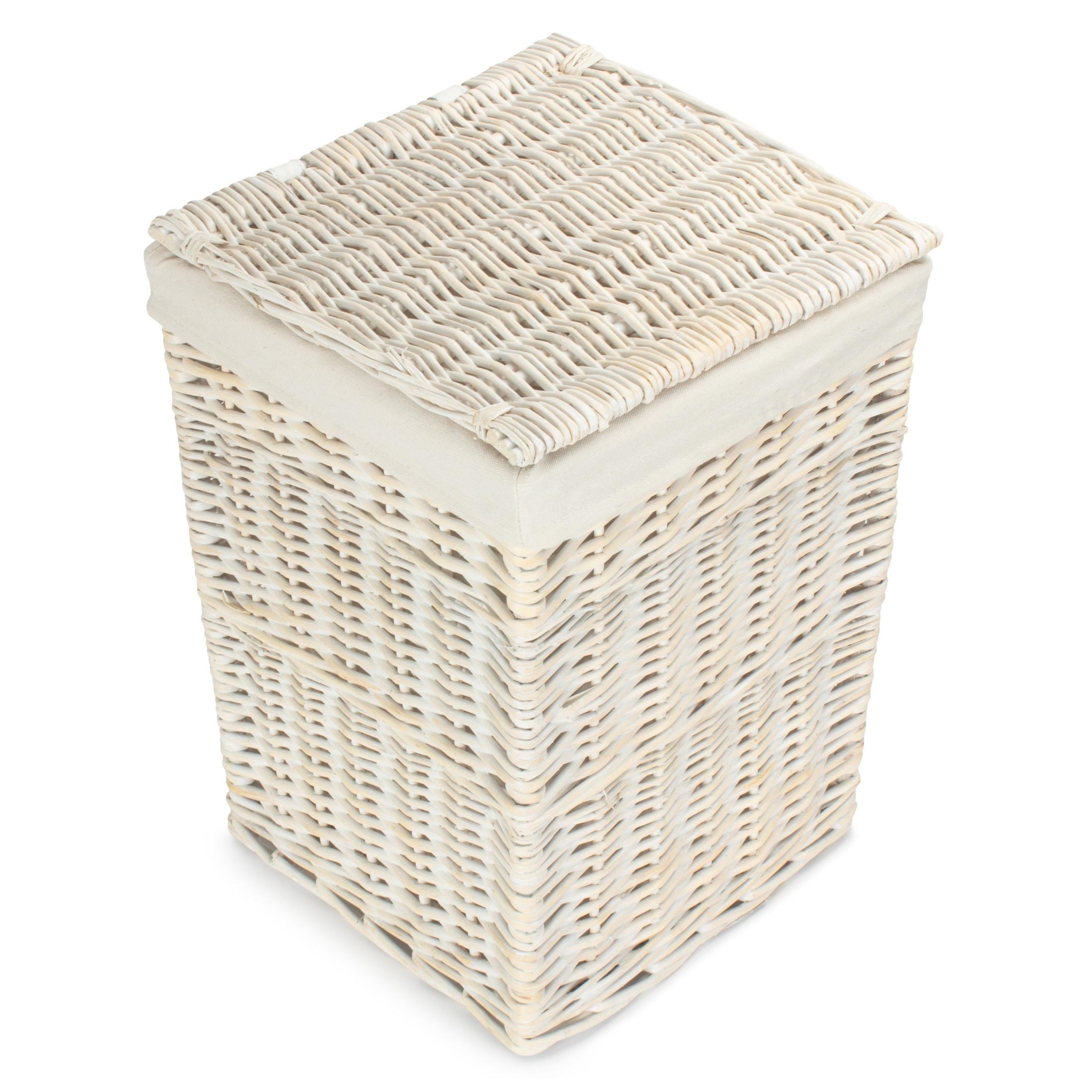 White Wash Willow Square Laundry Hamper with White Lining - Small - REGN