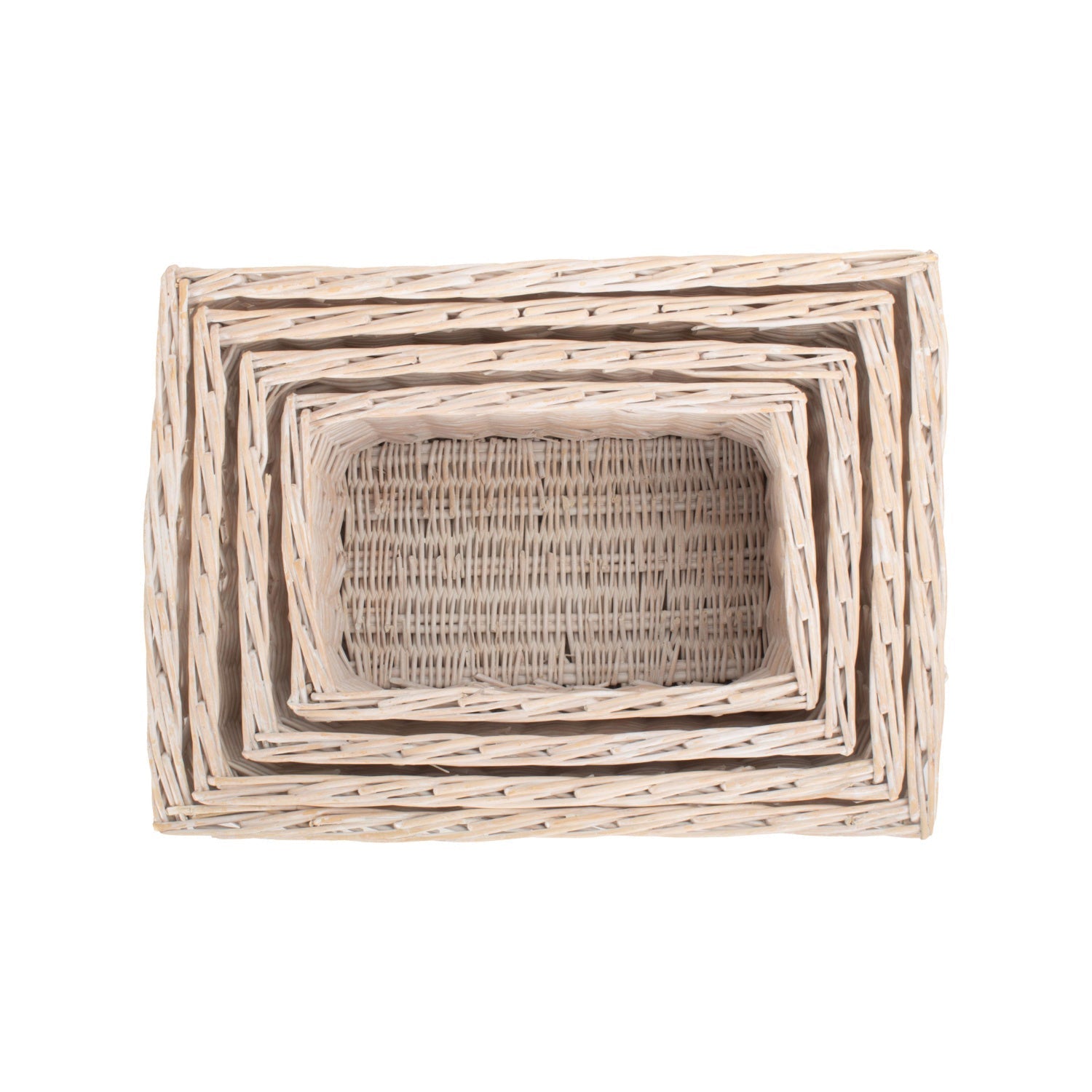 White Wash Willow Storage Basket Set 4 - REGN