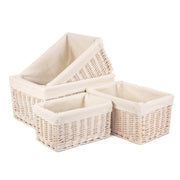 White Wash Willow Storage Basket with White Lining Set 4 - REGN