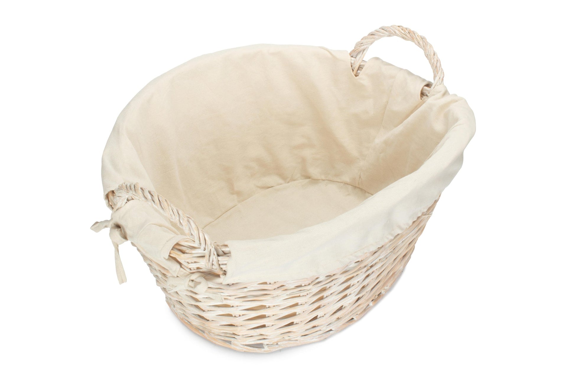 White Wash Willow Washing Basket with White Lining - REGN