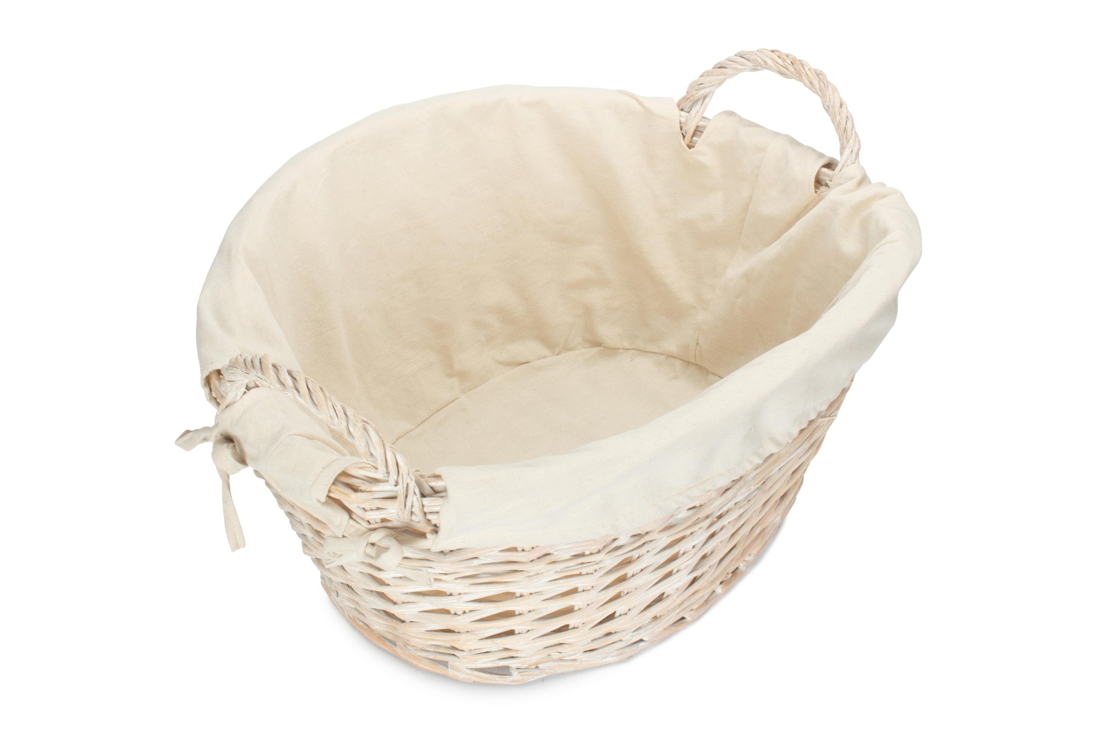 White Wash Willow Washing Basket with White Lining - REGN