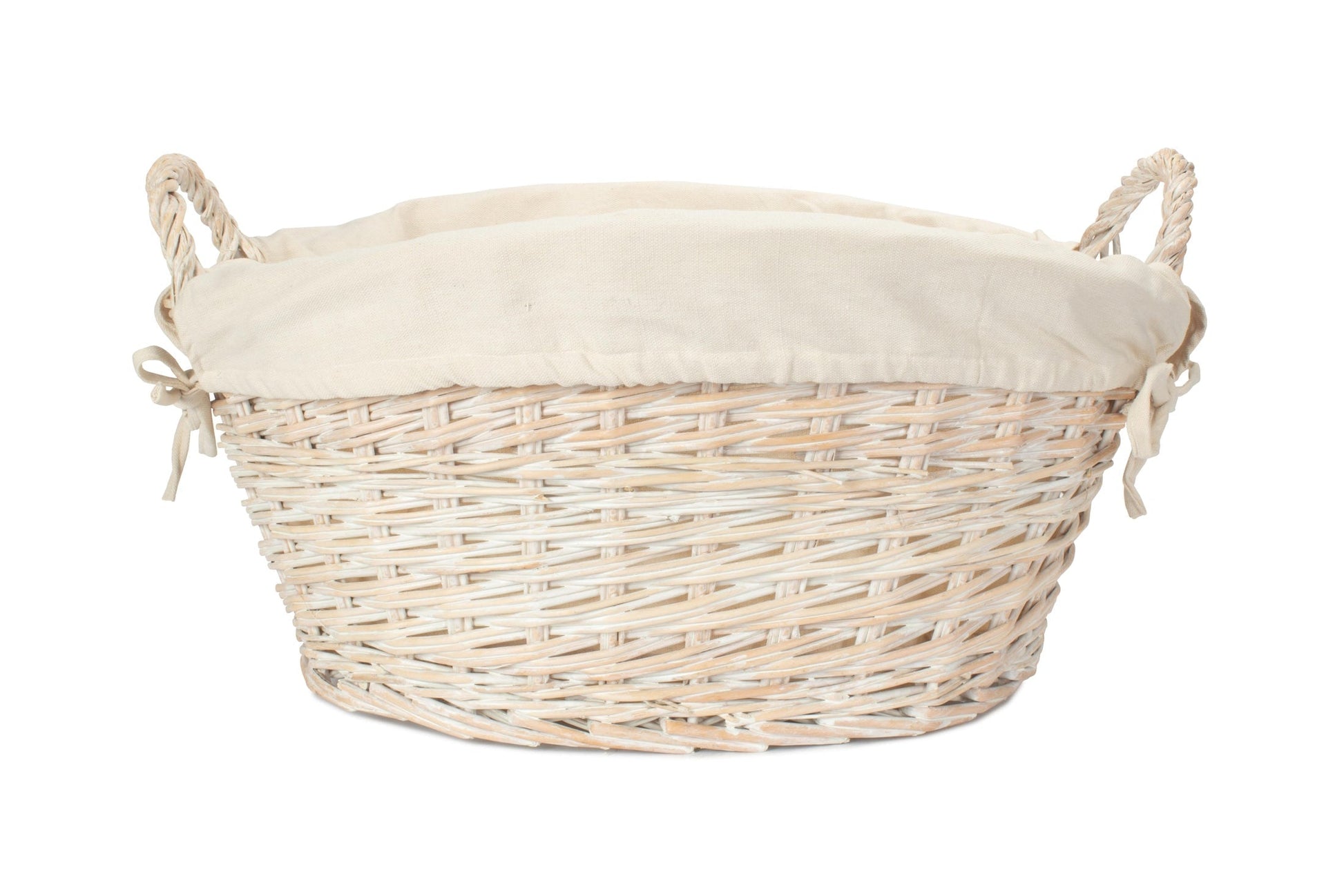 White Wash Willow Washing Basket with White Lining - REGN