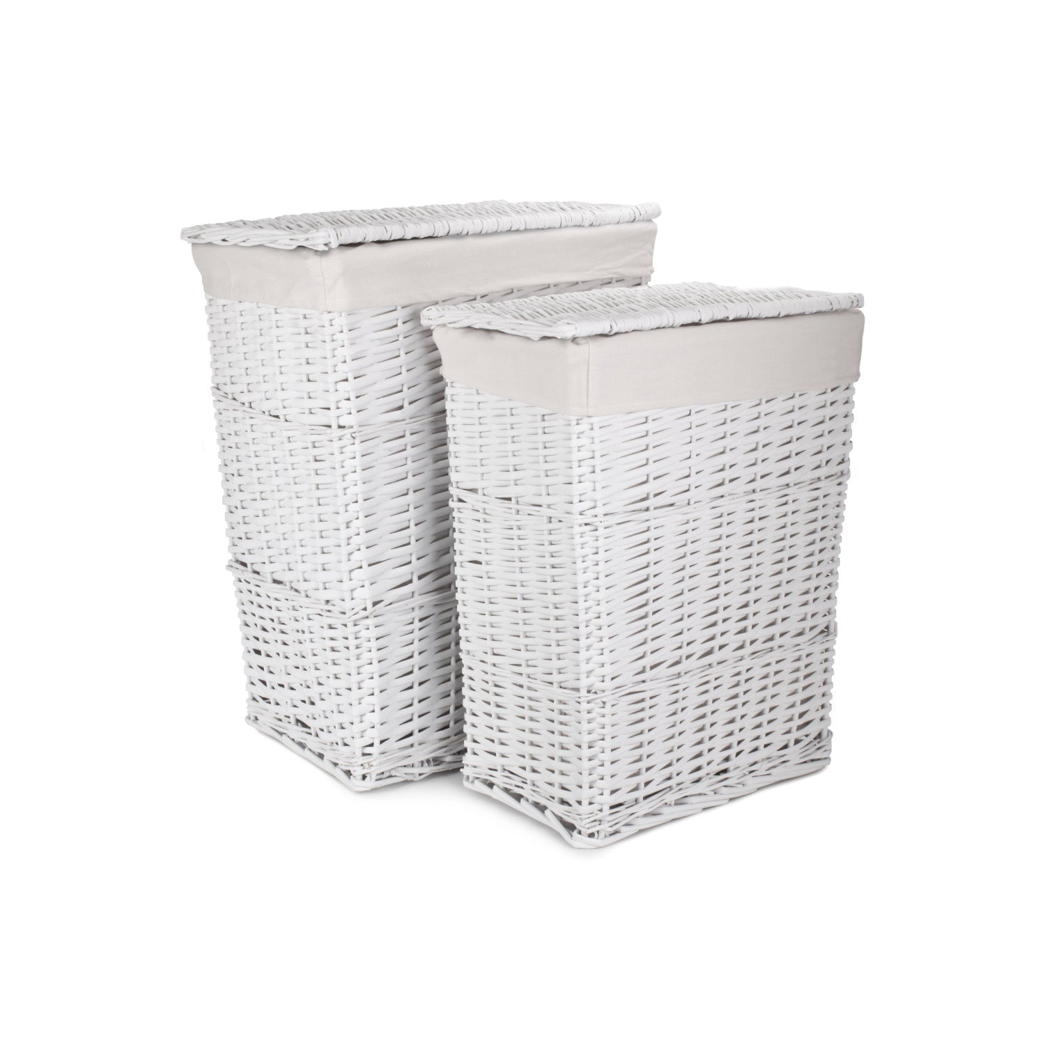 White Wicker Laundry Linen Hamper Basket Set 2 - REGN