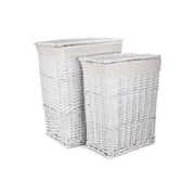 White Wicker Laundry Linen Hamper Basket Set 2 - REGN