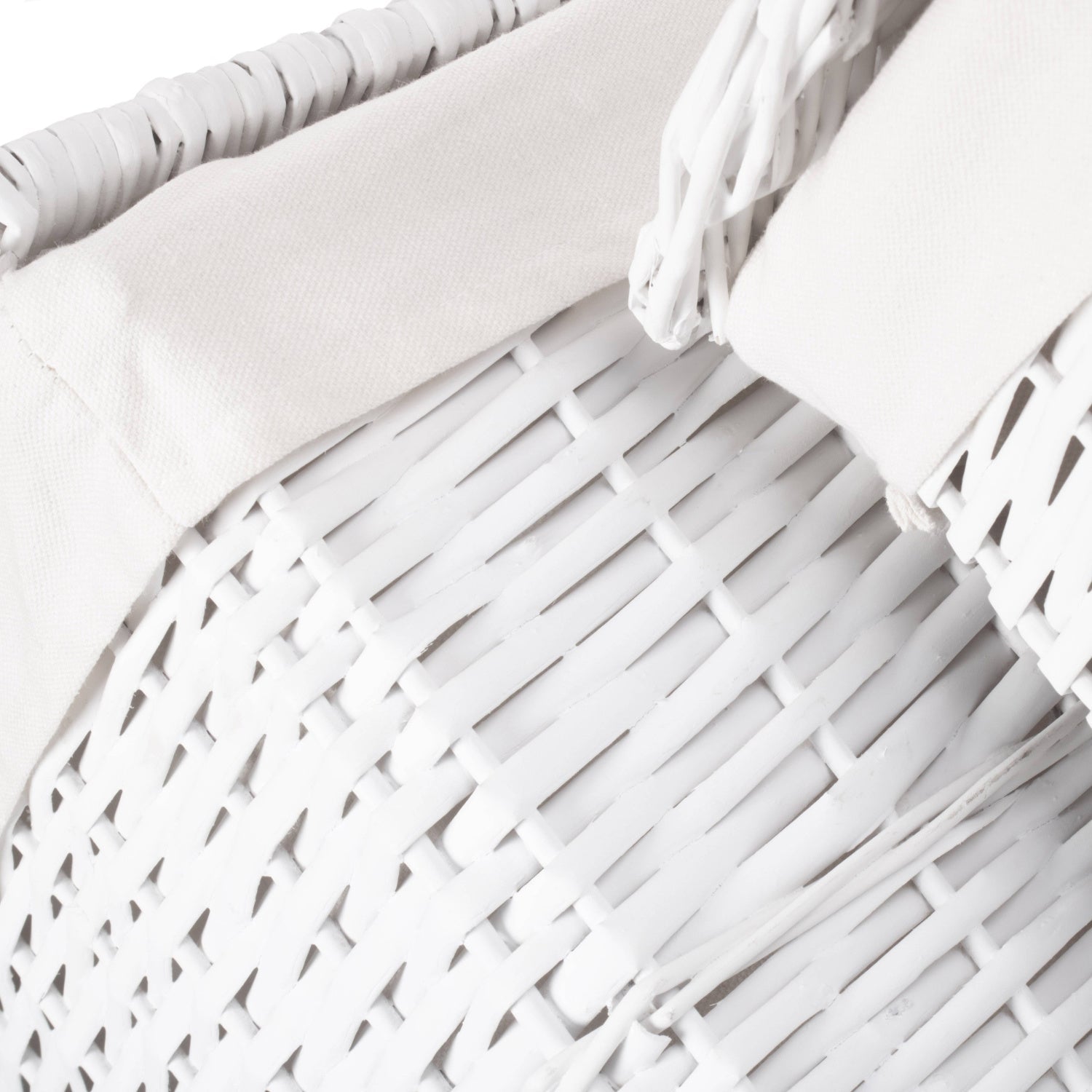 White Wicker Laundry Linen Hamper Basket Set 2 - REGN