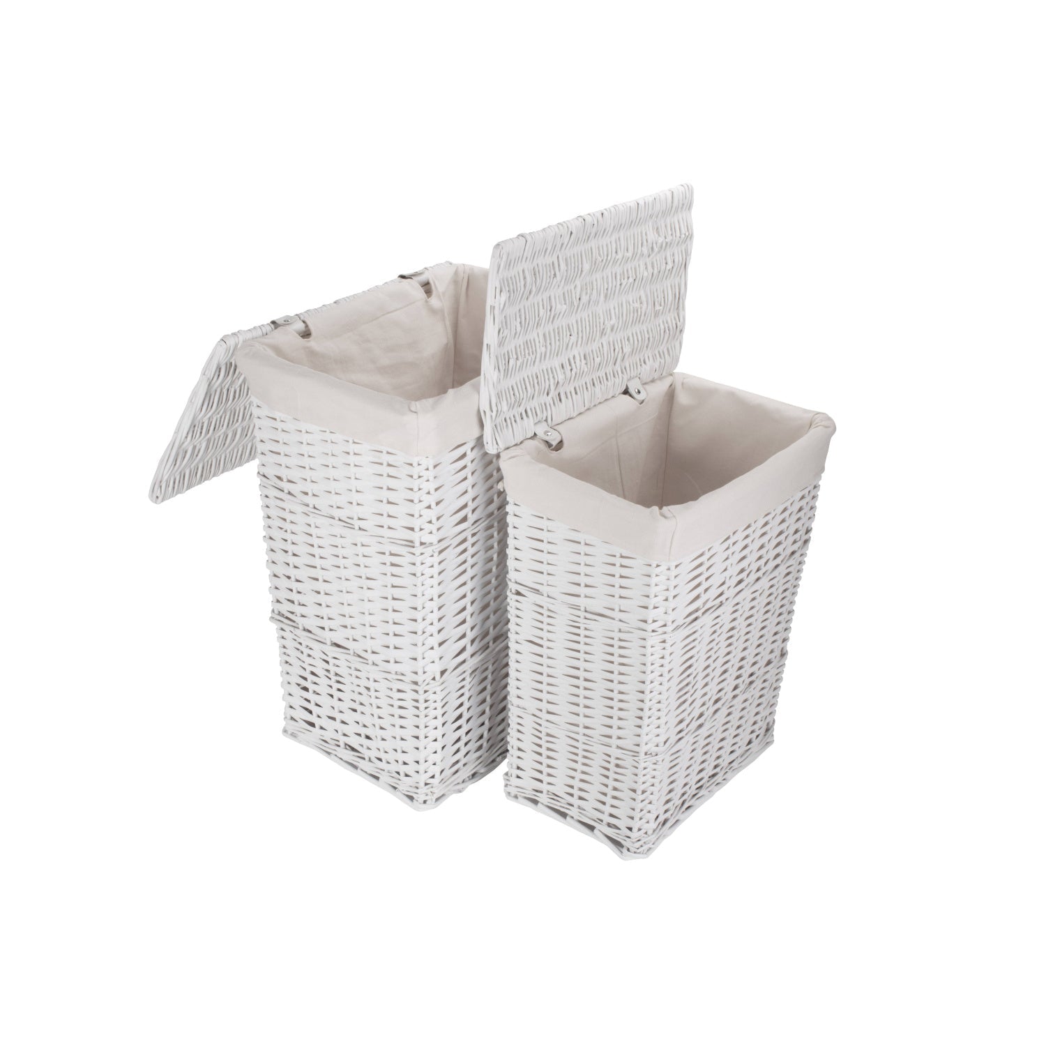 White Wicker Laundry Linen Hamper Basket Set 2 - REGN