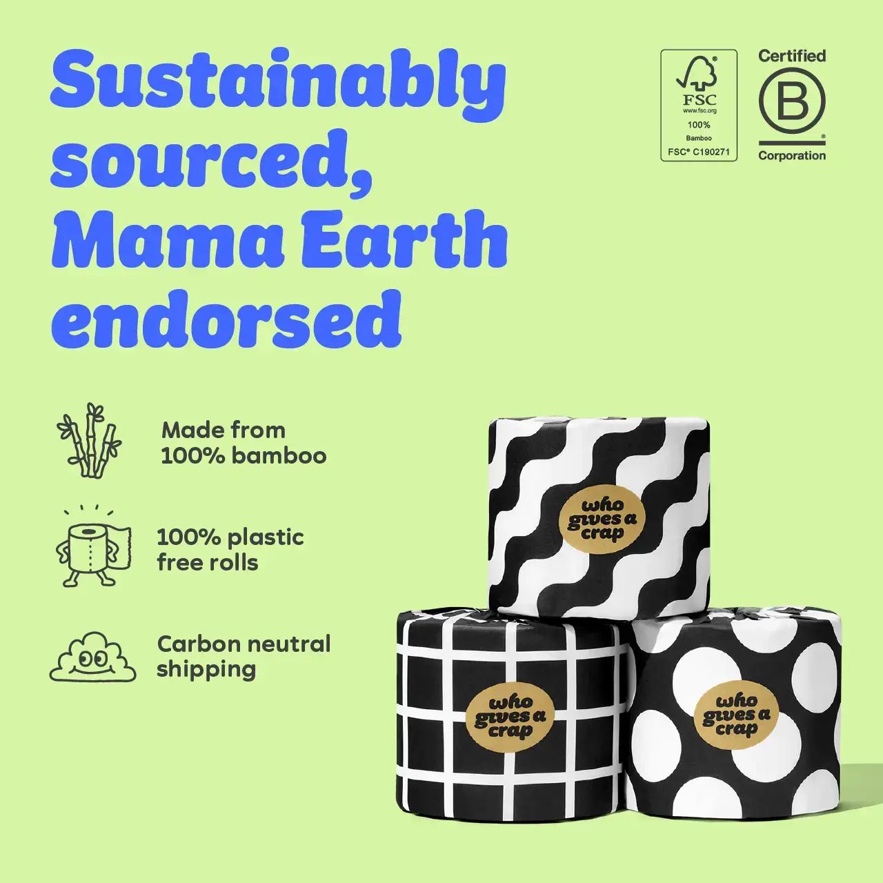 Who Gives A Crap Extra Soft Bamboo Toilet Tissue | 6 Mega Rolls - REGN