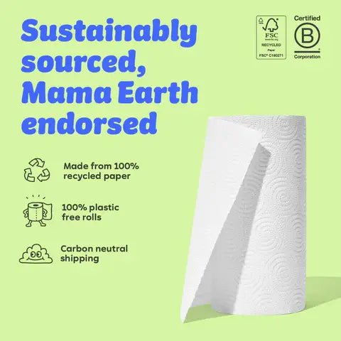Who Gives A Crap Recycled Kitchen Roll | 100% Recycled Paper | Extra Long 150 - Sheet Roll - REGN
