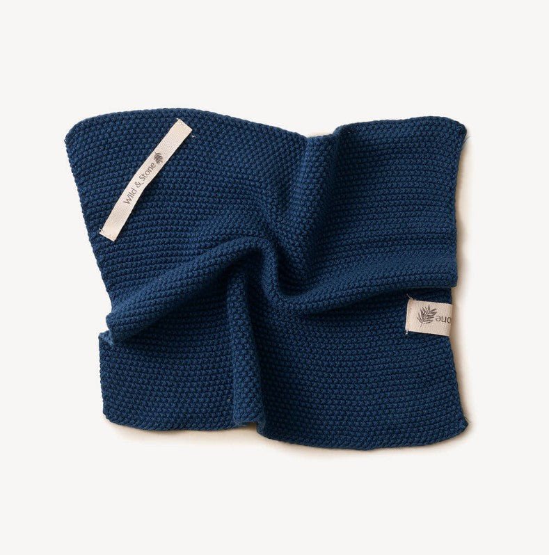Wild Stone 100% Organic Cotton Dishcloth - Eco Hand Knitted Cloths, Ocean - REGN