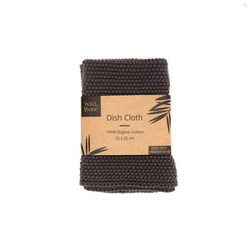 Wild Stone 100% Organic Cotton Dishcloth - Eco Hand Knitted Cloths, Slate Grey - REGN