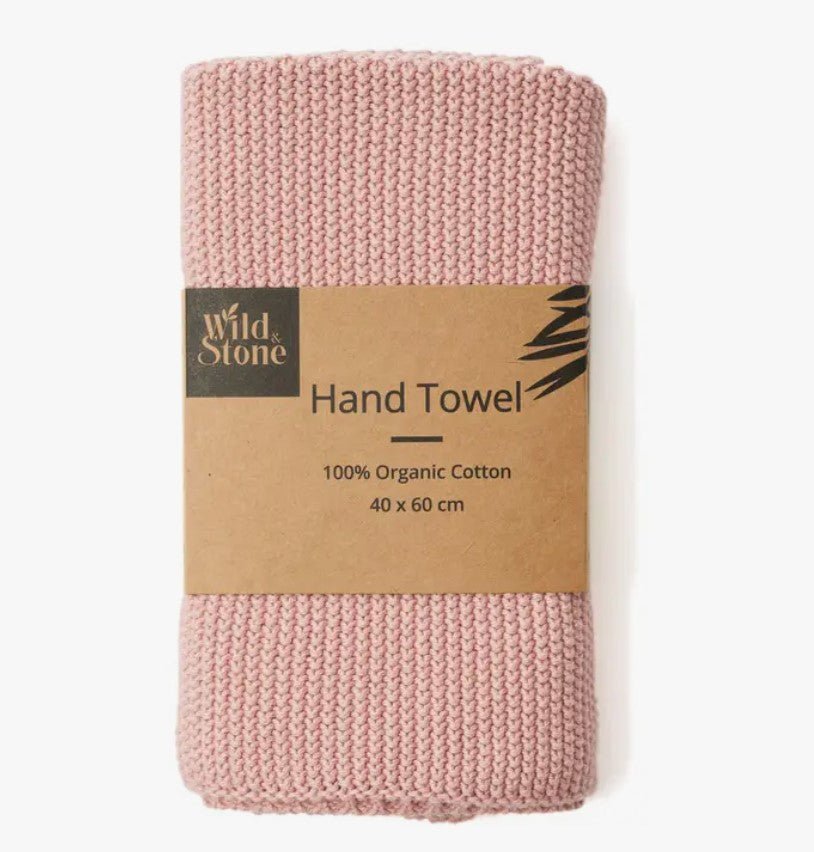 Wild Stone 100% Organic Cotton Hand Towel - Eco Hand Knitted Cloths, Rose - REGN