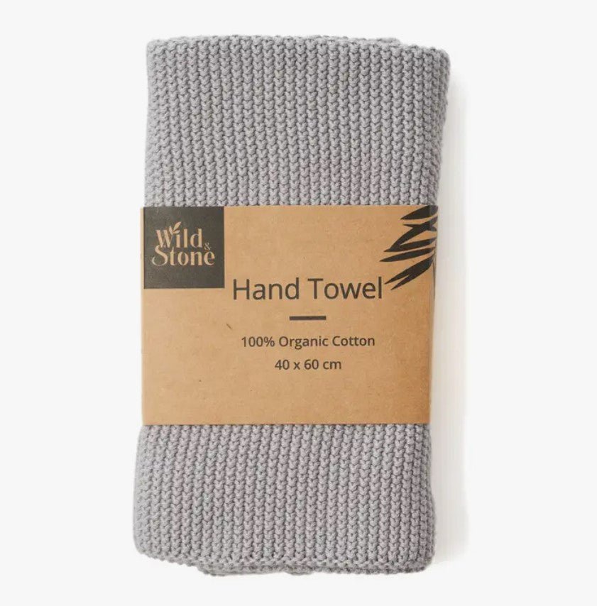 Wild Stone 100% Organic Cotton Hand Towel - Eco Hand Knitted Cloths,Dove Grey - REGN