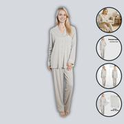 Daisy Dreamer Women's Grey Pyjama Set Soft Touch Long Sleeve Button Up Top and Bottoms