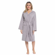 Daisy Dreamer Women's Hooded Waffle Cotton Bathrobe 100% Cotton Grey Super Absorbent