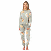 Daisy Dreamer Women's Sloth Fleece Pyjama Set Long Sleeve Animal Print Warm Sleepwear