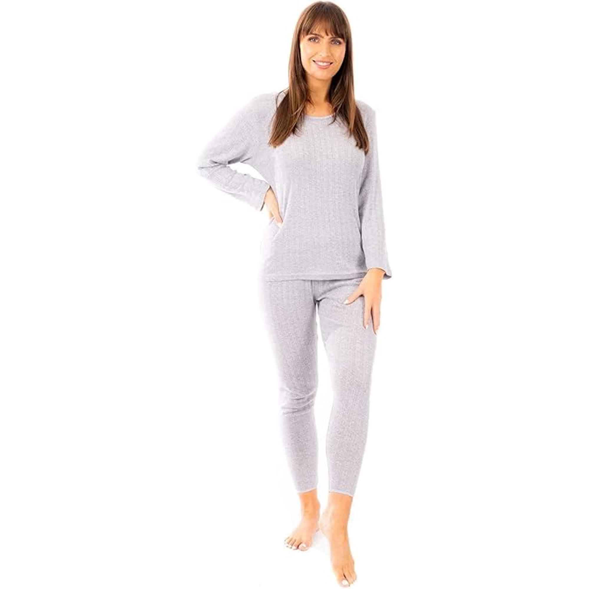 Daisy Dreamer Women's Thermal Long Sleeve Top And Long Jane Pants Set Cotton Rich