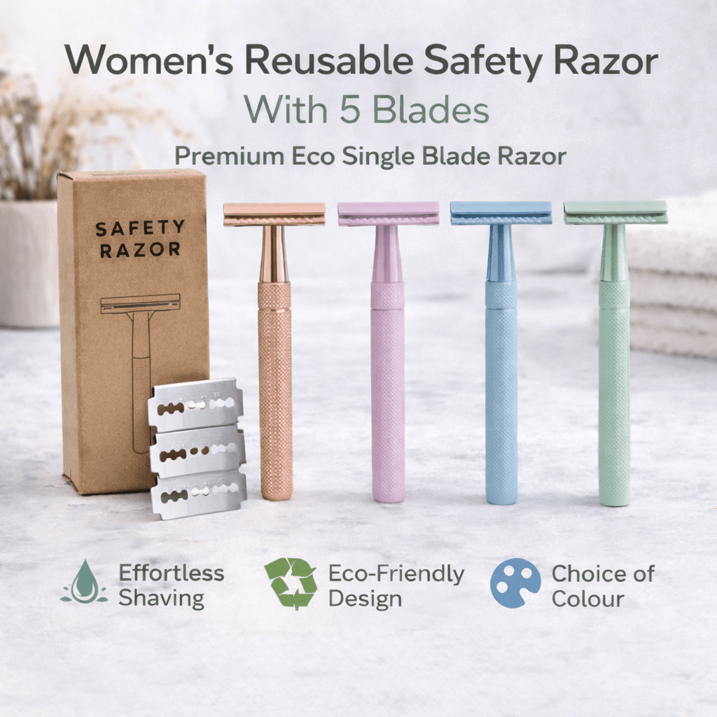 Women's Reusable Safety Razor With 5 Blades - Premium Eco Single Blade Razor - REGN