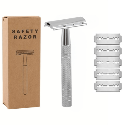 Silver reusable safety razor