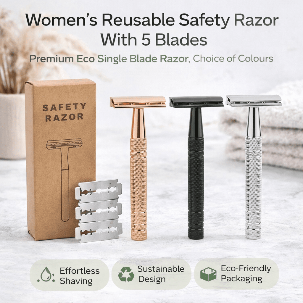 Women's Reusable Safety Razor With 5 Blades - Premium Eco Single Blade Razor, Choice Of Colours - REGN