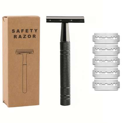 Black reusable safety razor