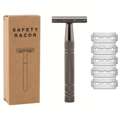 Metallic Black reusable safety razor
