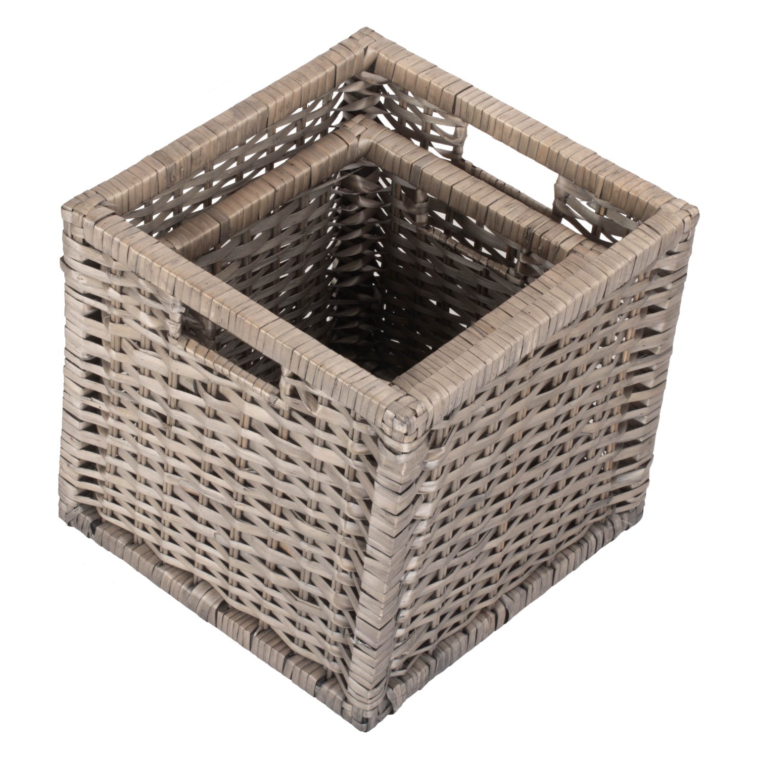 Wooden Framed Split Willow Storage Basket Set 2 - REGN