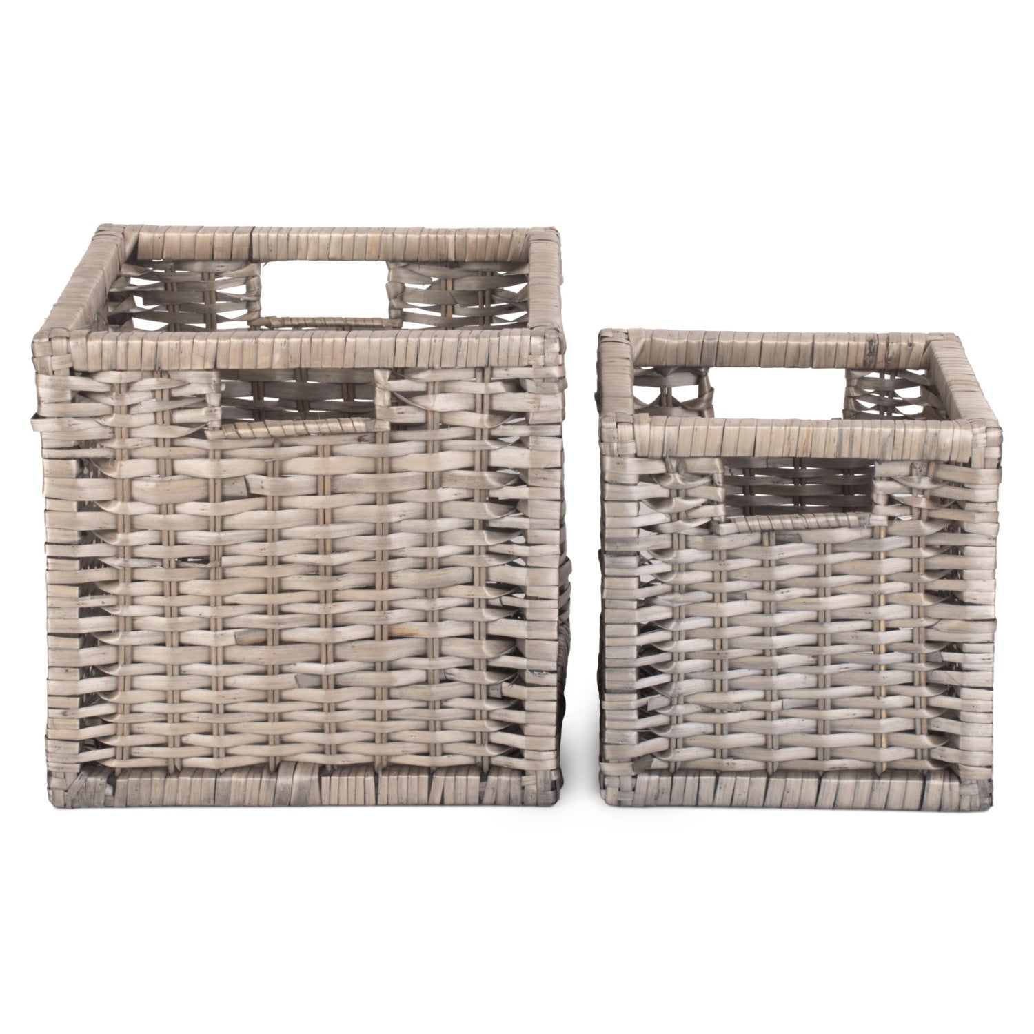 Wooden Framed Split Willow Storage Basket Set 2 - REGN