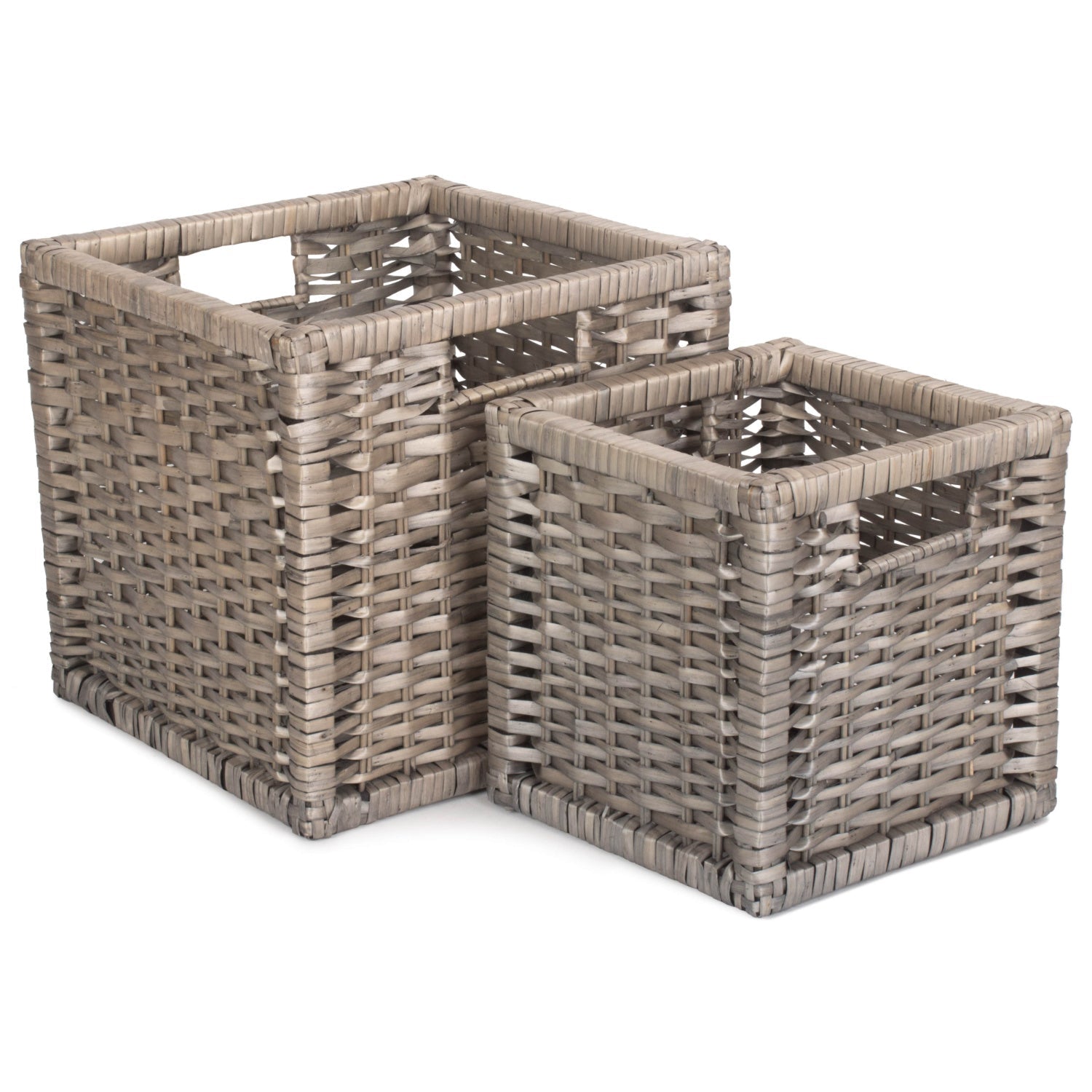 Wooden Framed Split Willow Storage Basket Set 2 - REGN