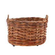 Wovenhill Bamboo Oval Log Basket with Wheels and Hoop Handles - REGN