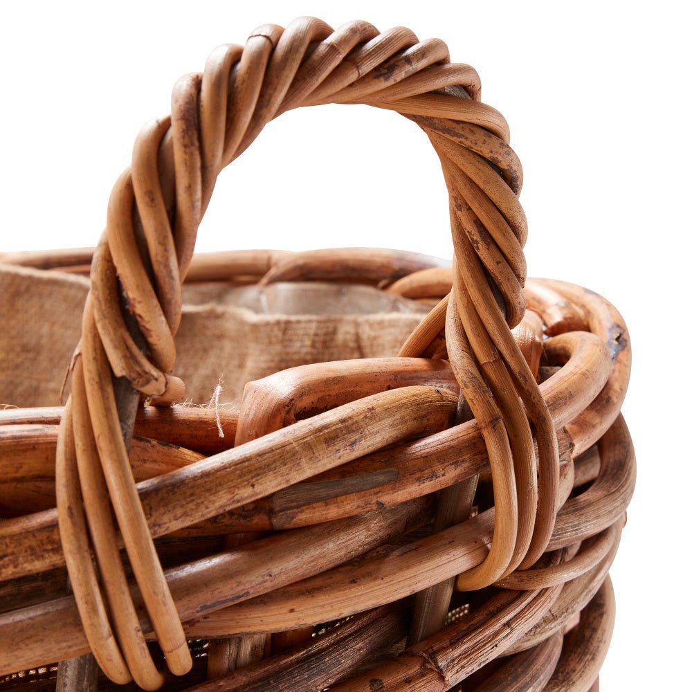 Wovenhill Bamboo Oval Log Basket with Wheels and Hoop Handles - REGN