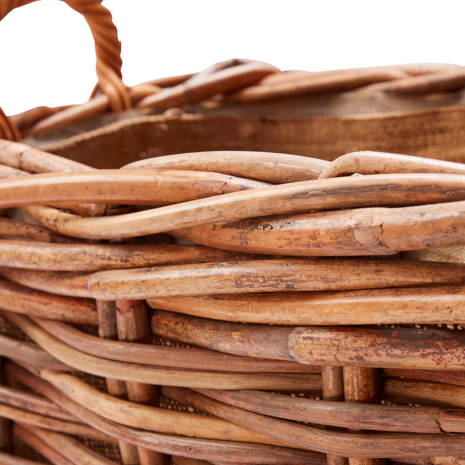 Wovenhill Bamboo Rattan Rectangle Storage Log Basket with Wheels and Hoop Handles - REGN