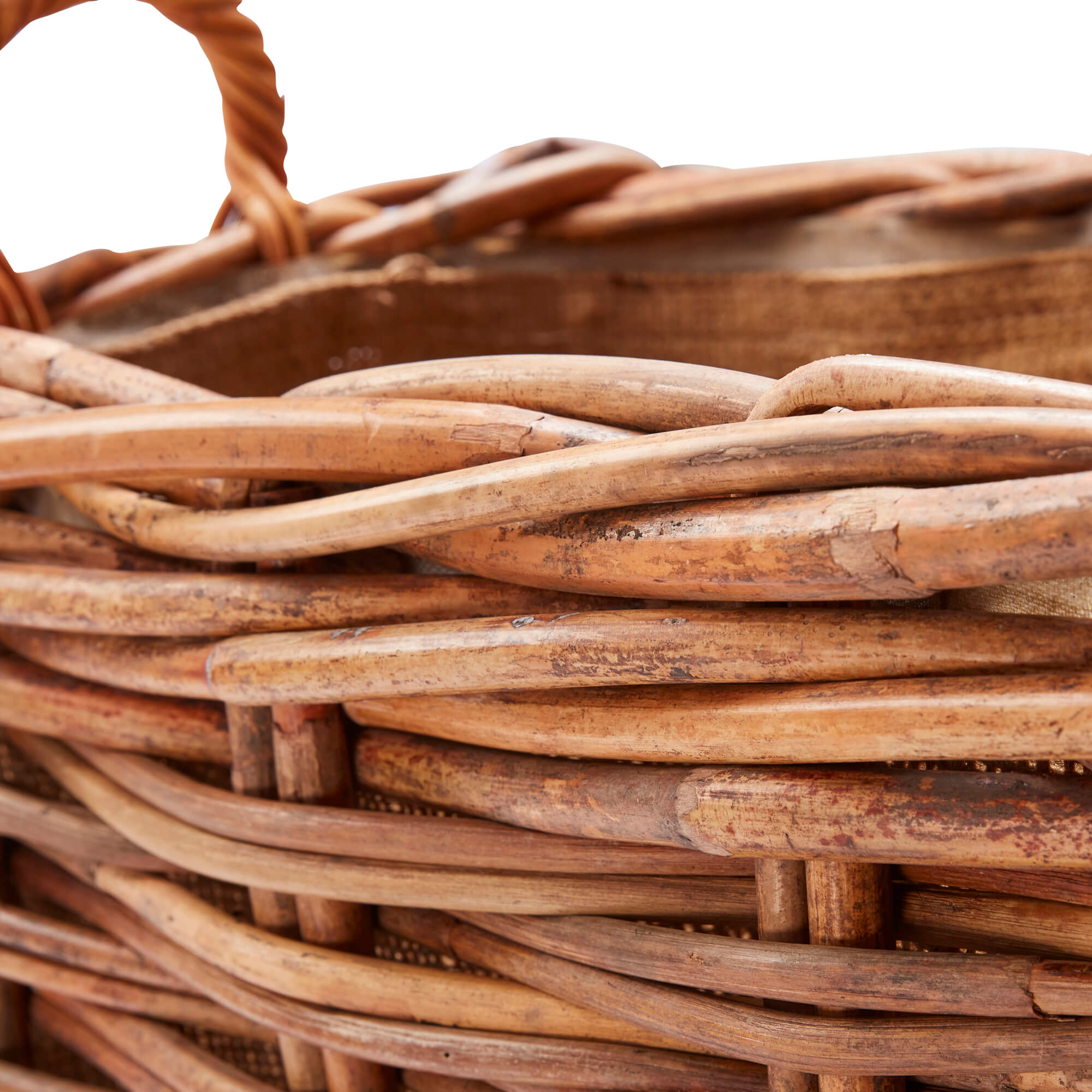 Wovenhill Bamboo Rattan Rectangle Storage Log Basket with Wheels and Hoop Handles - REGN