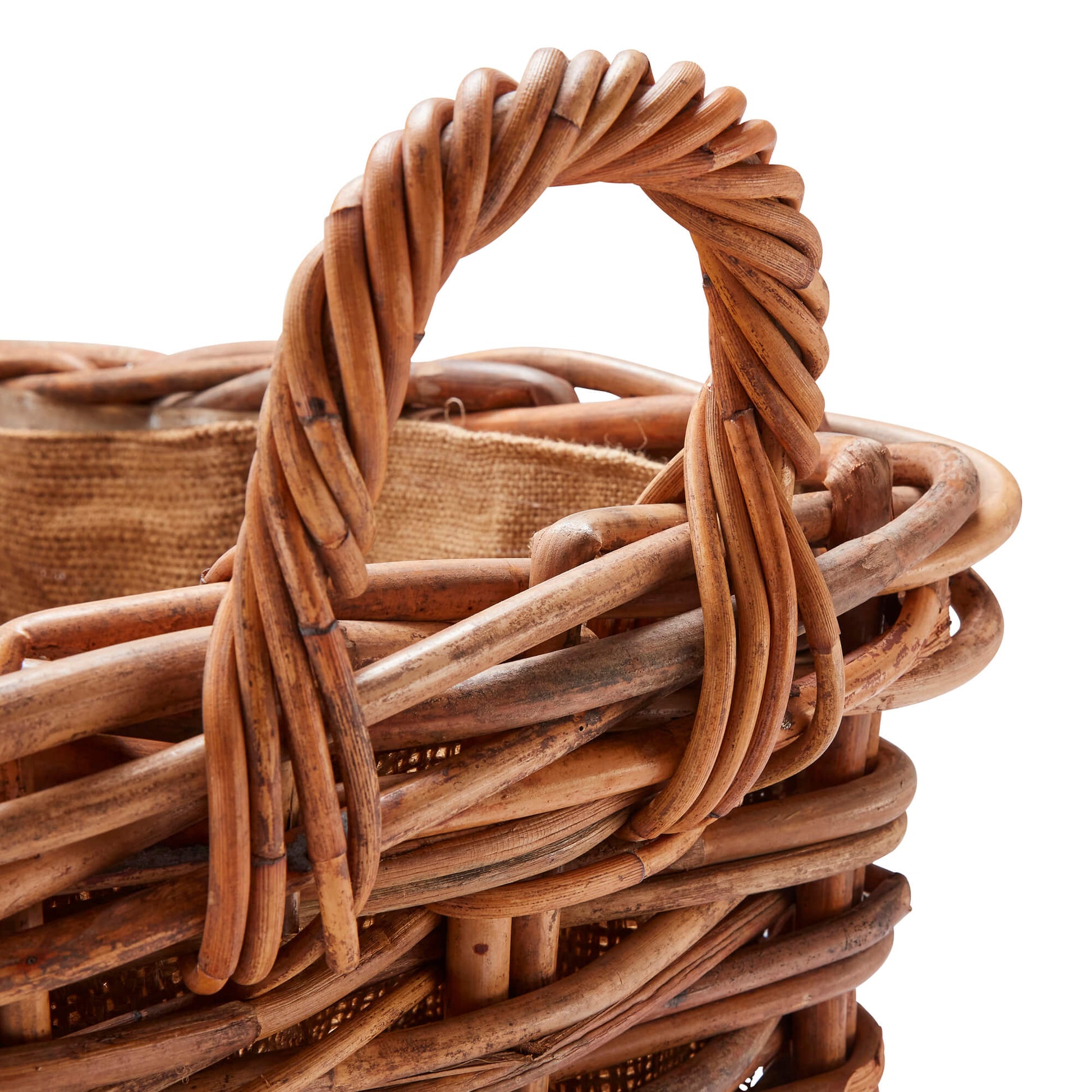 Wovenhill Bamboo Rattan Rectangle Storage Log Basket with Wheels and Hoop Handles - REGN