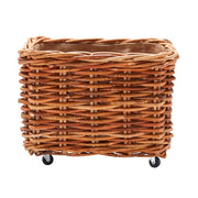 Wovenhill Bamboo Rattan Rectangular Storage Log Basket with Wheels - REGN