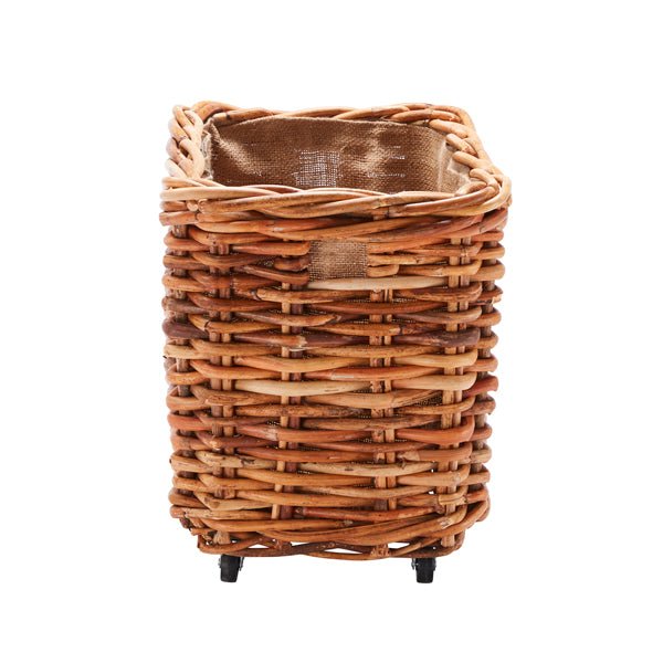 Wovenhill Bamboo Rattan Rectangular Storage Log Basket with Wheels - REGN