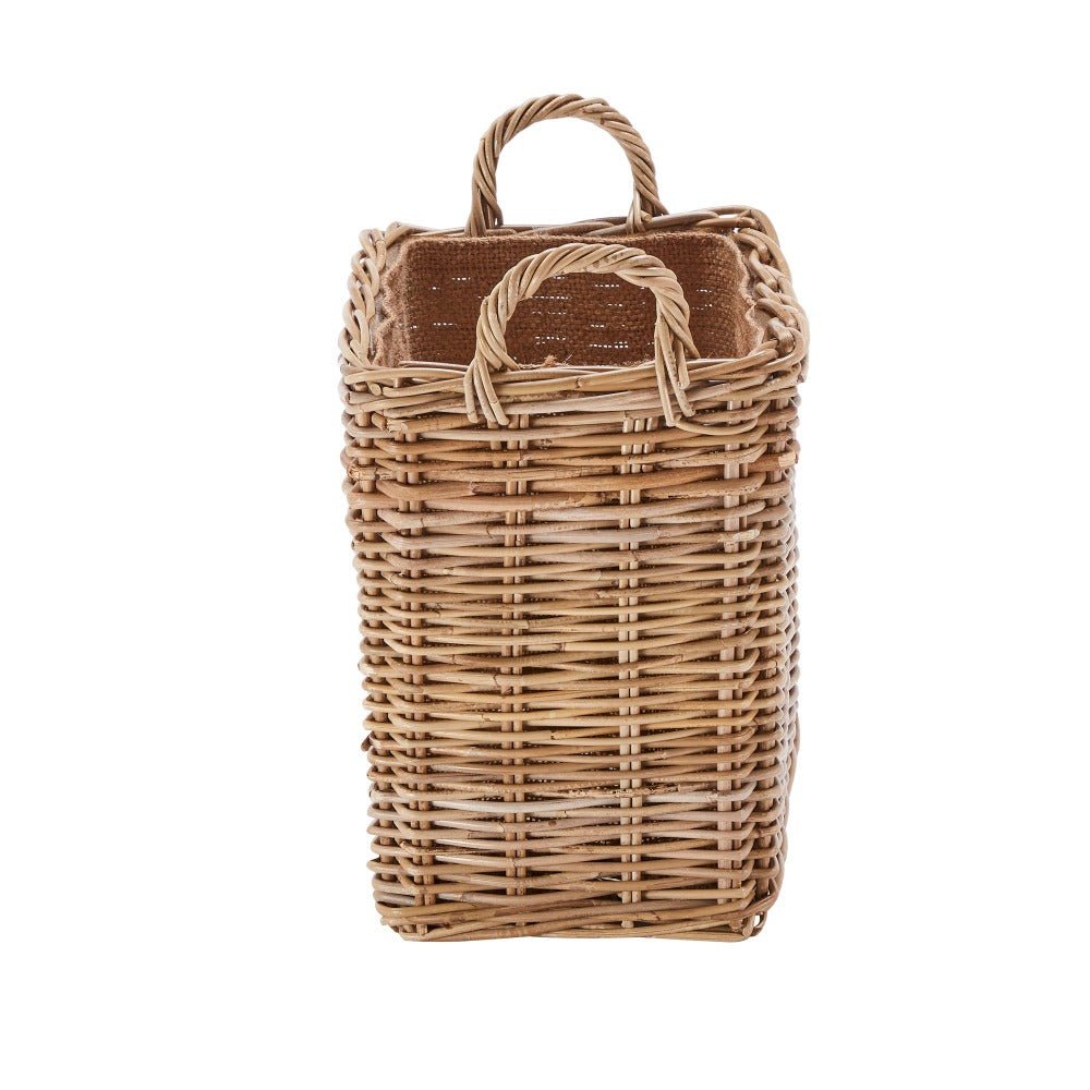 Wovenhill Kubu Rattan Oblong Lined Log Baskets with Hoop Handles - REGN
