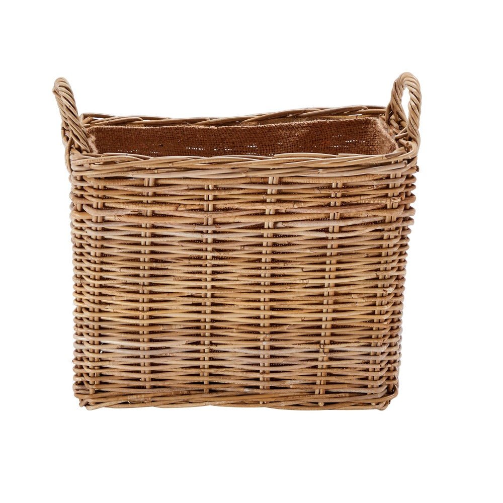 Wovenhill Kubu Rattan Oblong Lined Log Baskets with Hoop Handles - REGN