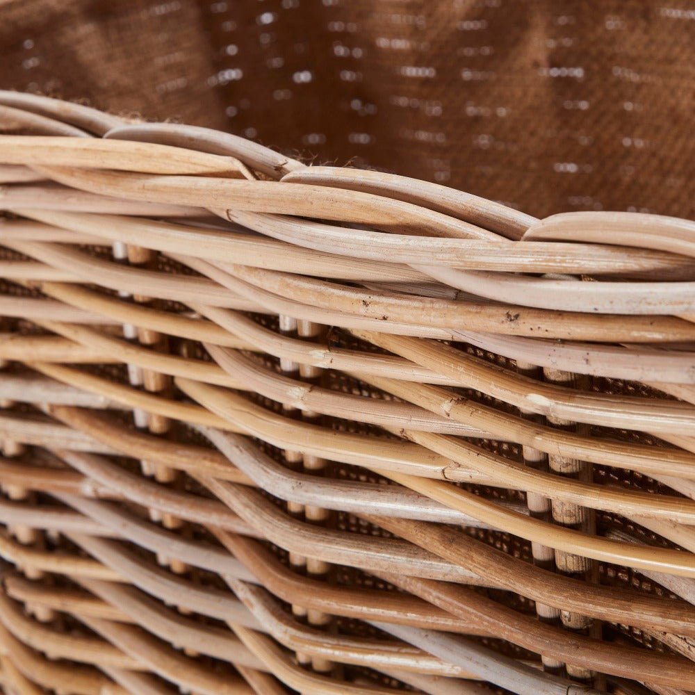 Wovenhill Kubu Rattan Oblong Lined Log Baskets with Hoop Handles - REGN