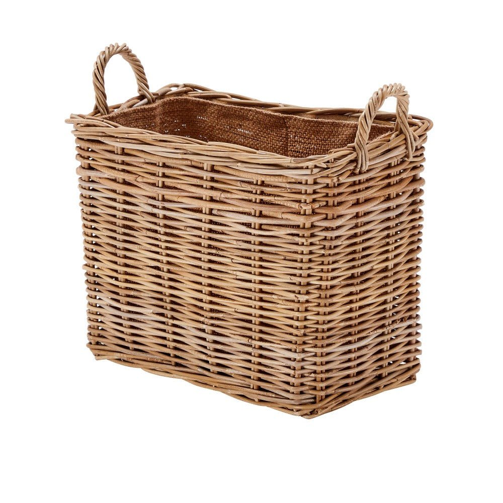 Wovenhill Kubu Rattan Oblong Lined Log Baskets with Hoop Handles - REGN