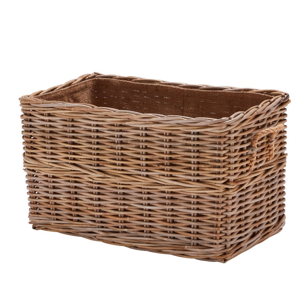 Wovenhill Kubu Rattan Rectangular Log Basket - REGN