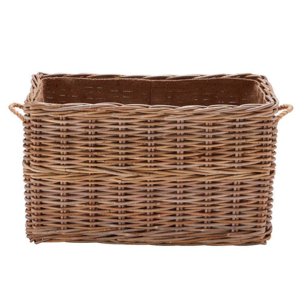 Wovenhill Kubu Rattan Rectangular Log Basket - REGN