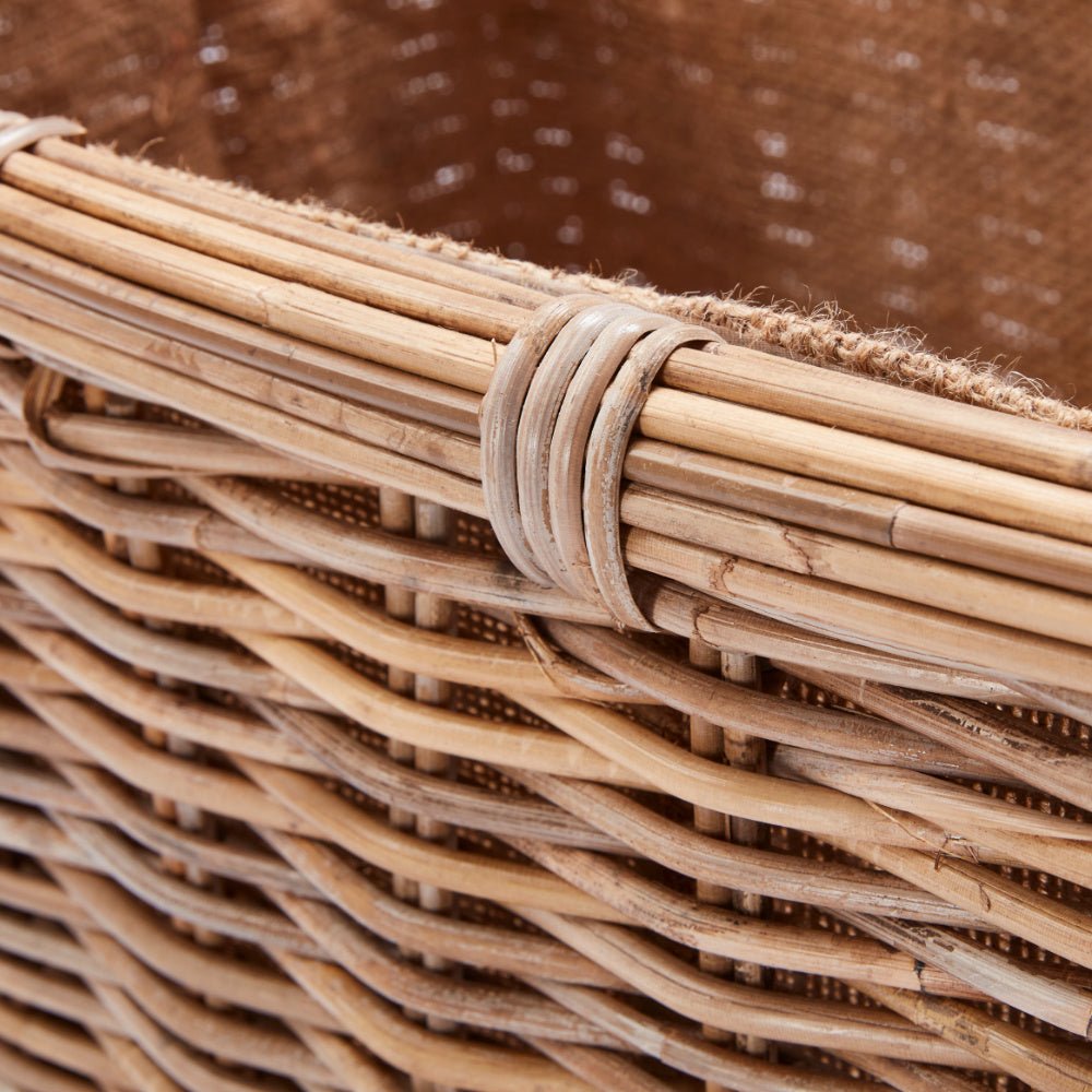 Wovenhill Kubu Rattan Rectangular Log Basket with Hoop Handles - REGN
