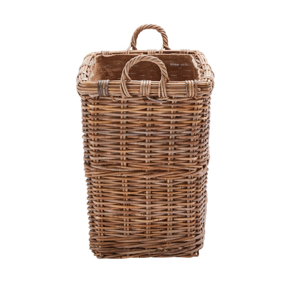 Wovenhill Kubu Rattan Rectangular Log Basket with Hoop Handles - REGN